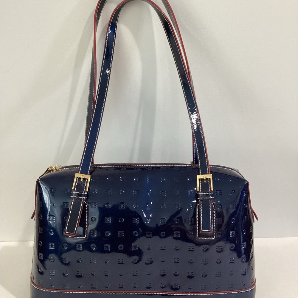 Arcadia Navy Blue Patent Leather Shoulder bag Satchel
